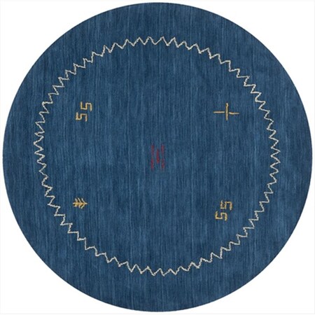 Safavieh 6 ft. x 6 ft. Round- Shag Himalaya Blue Hand Loomed Rug HIM583A-6R